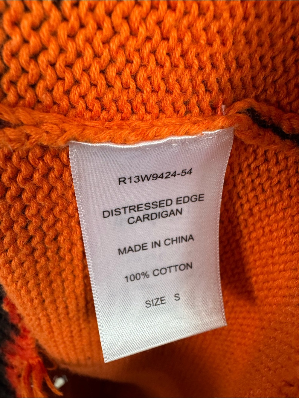 R13 Distressed Raw Edge Button Up Cardigan Sweater Tiger Stripe - Picture 8 of 9